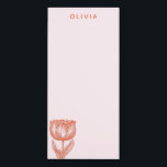 Cute Dutch Tulip Floral Drawing Blush Orange Name Magnetic Notepad<br><div class="desc">A beautiful botanical floral line art illustration of a simple Dutch tulip in blush pink and orange,  personalized with name or wording of your choosing.</div>