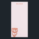 Cute Dutch Tulip Floral Drawing Blush Orange Name Magnetic Notepad<br><div class="desc">A beautiful botanical floral line art illustration of a simple Dutch tulip in blush pink and orange,  personalized with name or wording of your choosing.</div>