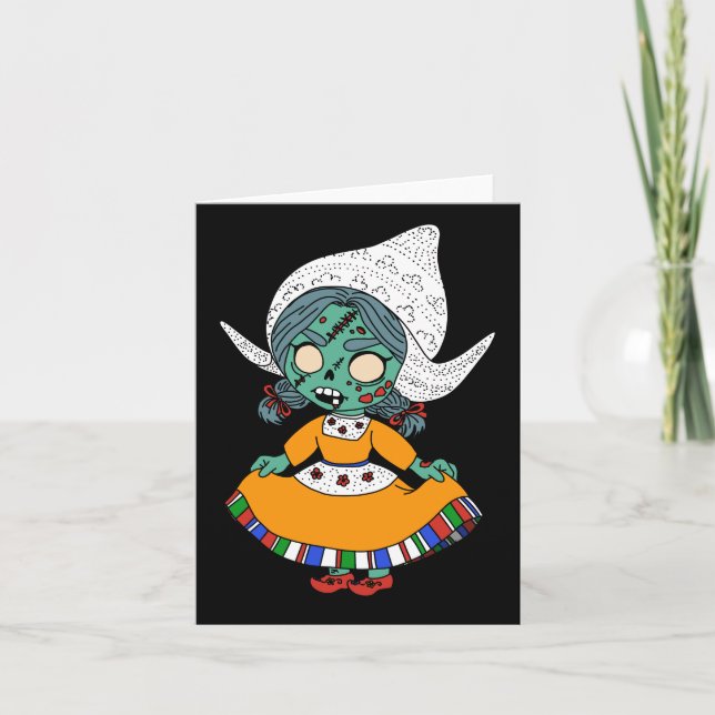 Cute Dutch Zombie Girl Note Card (Front)