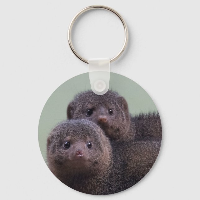 Cute Dwarf Mongoose Pair Keychain (Front)