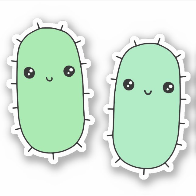 Cute E. coli bacteria - kawaii microbe cartoons Sticker (Front)