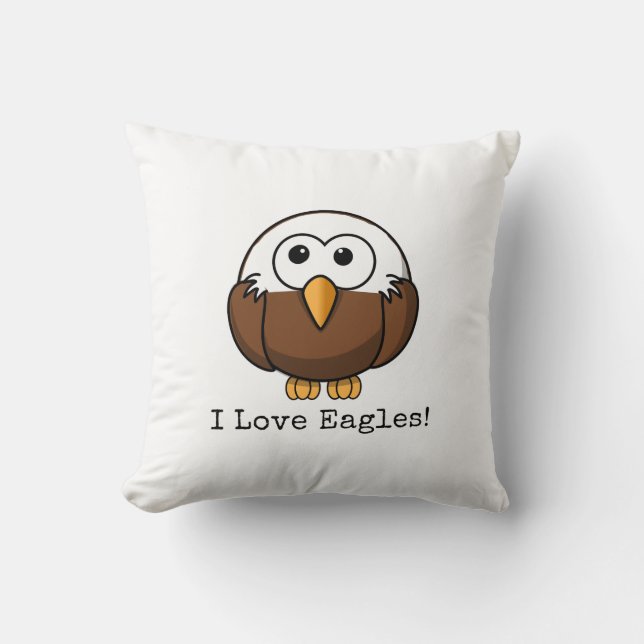 Cute Eagle Cartoon Throw Pillow (Front)