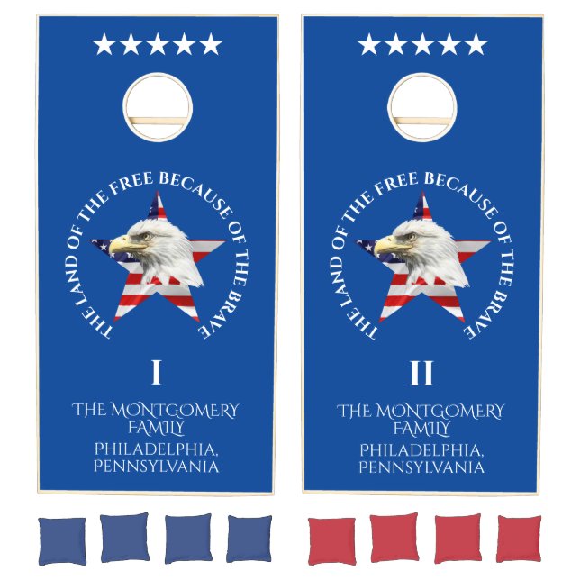Cute Eagle, The American Flag, Patriotic Cornhole Set (Set)
