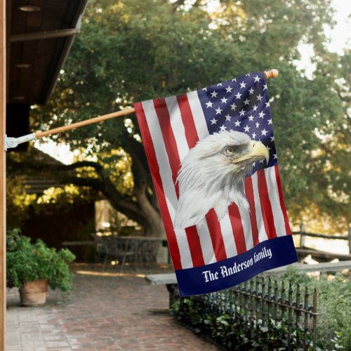 Cute Eagle The American Flag Patriotic House Flag