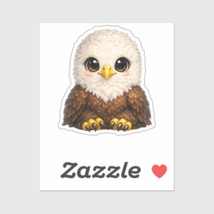 Cute Eagle with Big Eyes Happy Woodland Animal Sticker