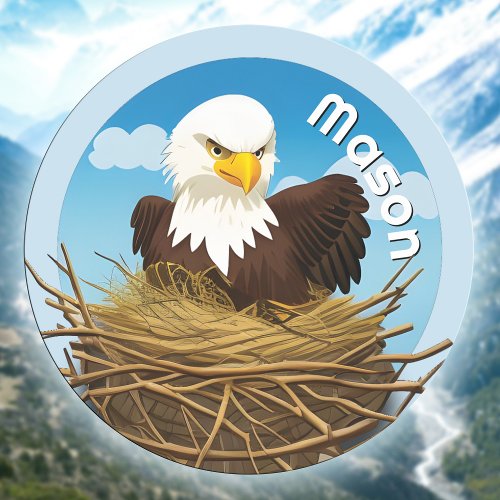 Cute Eagles Nest Kids Name Wildlife Animal Nature Classic Round Sticker
