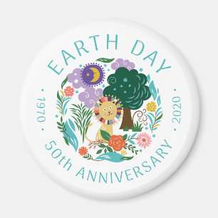 Cute Earth Day 2020 Happy Lion in Nature 50th Magnet