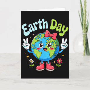 Cute Earth Day 2026 Bow Save The Planet For Girls  Card