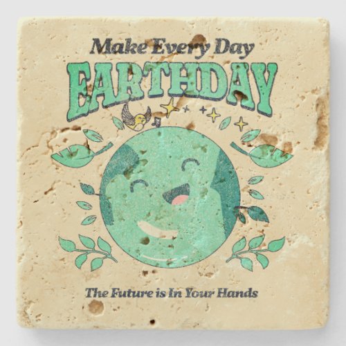 Cute Earth Day Everyday Adorable Kawaii Stone Coaster
