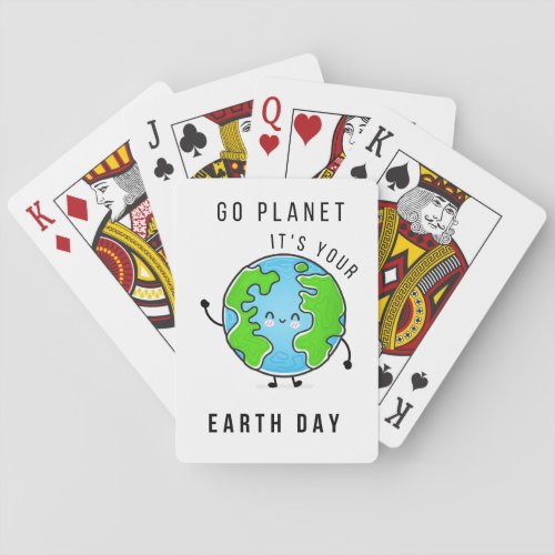 Cute Earth Day Go Planet Earth Day Playing Cards