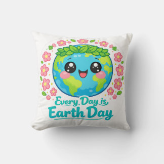 Cute Earth Day Throw Pillow