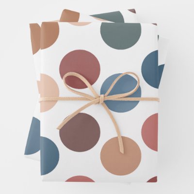 Cute Earth Tones Polka Dots Wrapping Paper Sheets