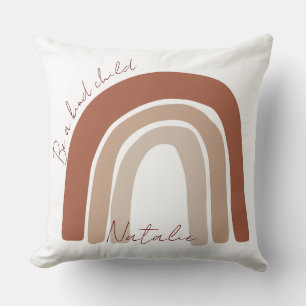 Cute earthy color monogram pastel brown nursery throw pillow