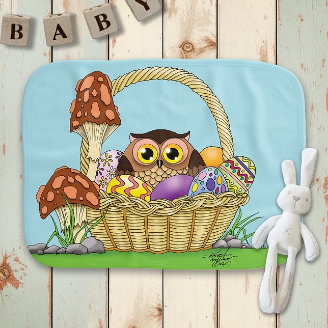 Cute Easter Basket Owl Burp Cloth (Creator Uploaded)