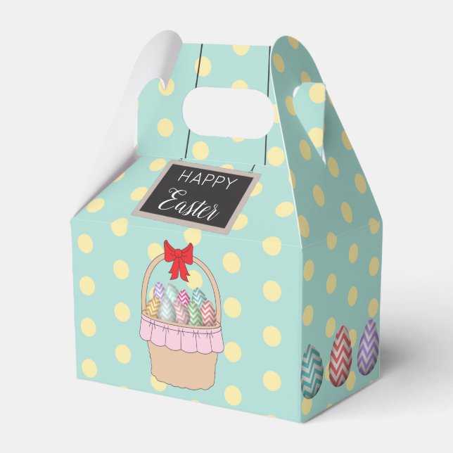 Cute Easter Basket & Pastel Easter Eggs  Favor Boxes (Front Side)