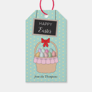 Cute Easter Basket & Pastel Easter Eggs Gift Tags
