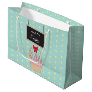 Cute Easter Basket & Pastel Easter Eggs Large Gift Bag
