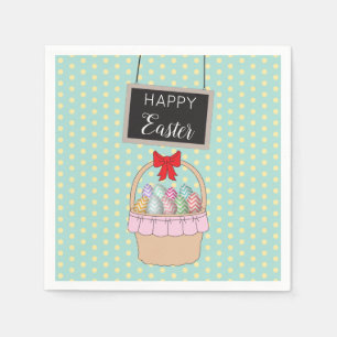 Cute Easter Basket & Pastel Easter Eggs Napkins