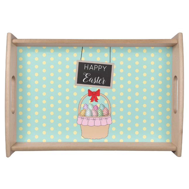 Cute Easter Basket & Pastel Easter Eggs Serving Tray (Front)