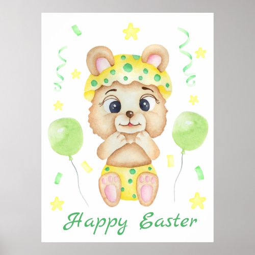 Cute Easter Bear for a positive mood Poster