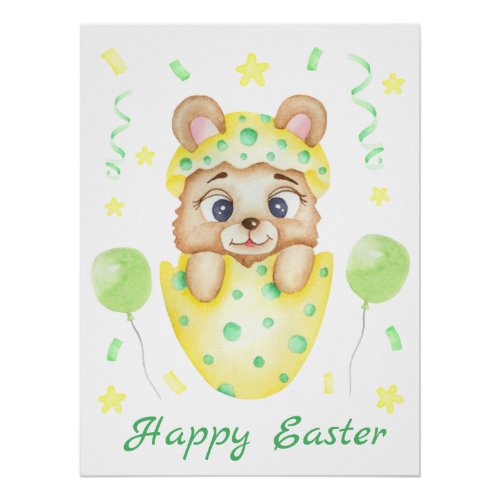 Cute Easter Bear for a positive mood Poster
