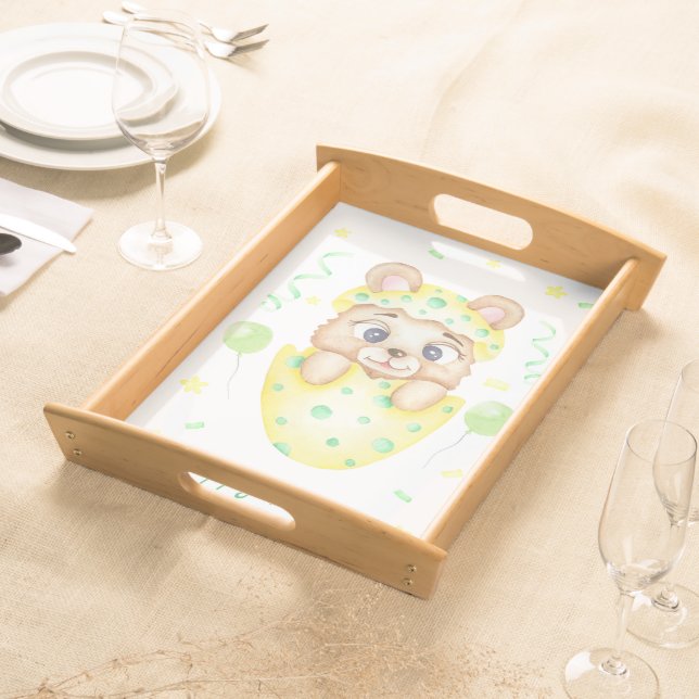 Cute Easter Bear for a positive mood  Serving Tray (Front)