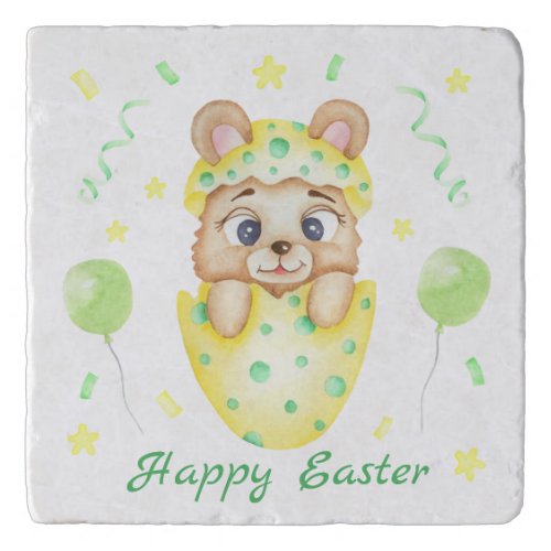 Cute Easter Bear for a positive mood  Trivet