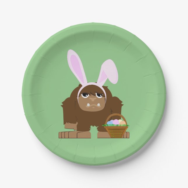 Cute Easter Bigfoot Paper Plates (Front)