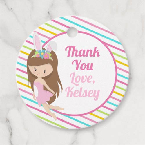 Cute Easter Birthday Girl Fairy Thank You Party Favor Tags