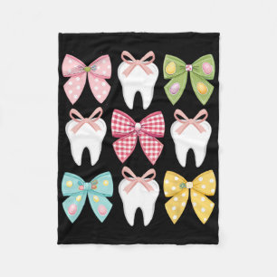 Cute Easter Bow Teeth Dental Squad Dentist Hygieni Fleece Blanket