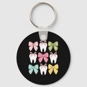 Cute Easter Bow Teeth Dental Squad Dentist Hygieni Keychain