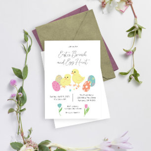 Cute Easter bruch and egg hunt Invitation