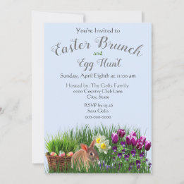 Cute Easter Brunch and Egg Hunt Family Invitation