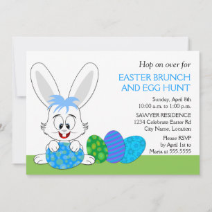 Cute Easter Brunch Bunny and Eggs Party Invitation