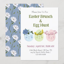 Cute Easter Brunch Egg Hunt Invitation