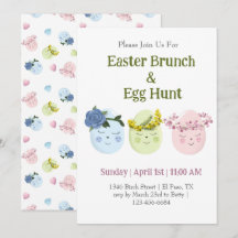 Cute Easter Brunch Egg Hunt Invitation