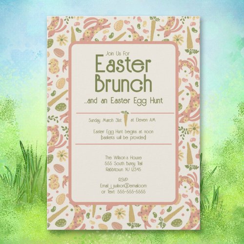Cute Easter Brunch  Egg Hunt Invitation