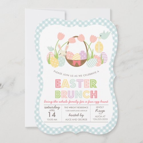 Cute Easter Brunch Egg Hunting Custom Invitation