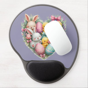 Cute Easter Bunnies and Chicks Pastel Cottagecore Gel Mouse Pad