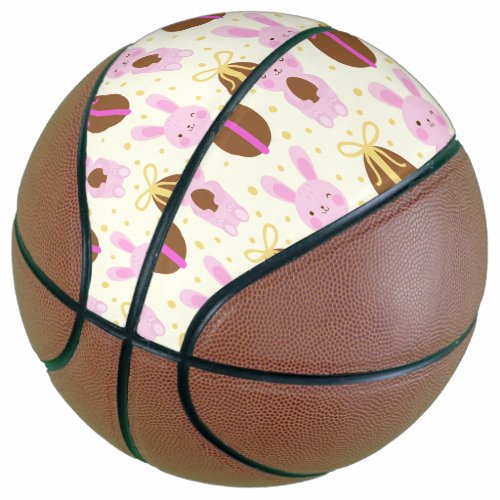 Cute Easter bunnies and chocolate eggs pattern Basketball