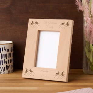 Cute Easter Bunnies and Daffodils Custom Engraved Frames