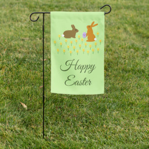 Cute Easter Bunnies and Daffodils Custom Garden Flag