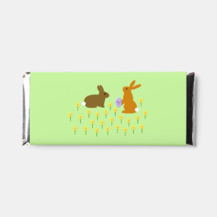 Cute Easter Bunnies and Daffodils Custom Hershey Bar Favors