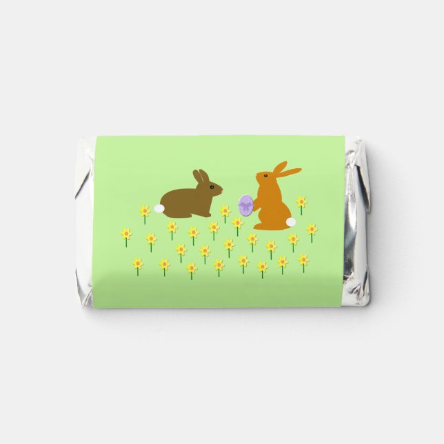 Cute Easter Bunnies and Daffodils Custom Hershey's Miniatures (Front)