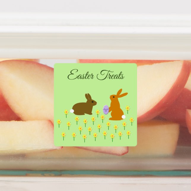 Cute Easter Bunnies and Daffodils Custom Labels (Affixed)