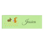 Cute Easter Bunnies and Daffodils Custom Name Tag