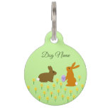 Cute Easter Bunnies and Daffodils Custom Pet ID Tag