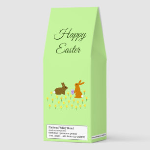 Cute Easter Bunnies and Daffodils Custom Roasted Coffee