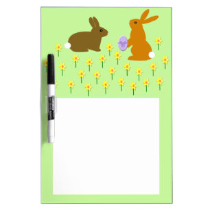 Cute Easter Bunnies and Daffodils Dry Erase Board