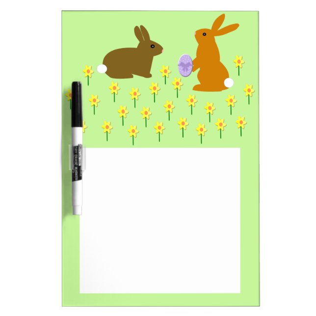 Cute Easter Bunnies and Daffodils Dry Erase Board (Front)